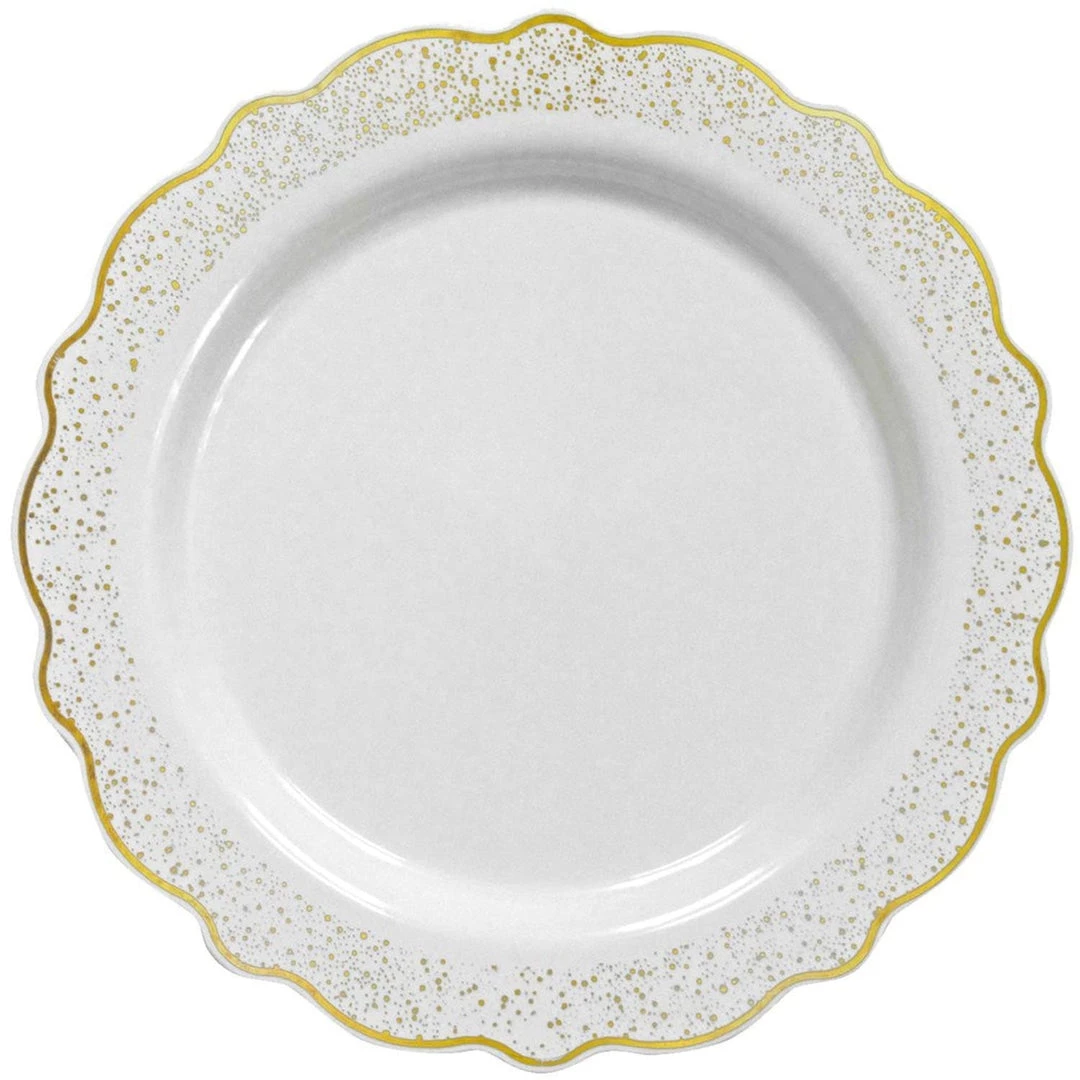Decorline Elegant Plates Confetti Collections Plate White Gold 9.5" 1 Decorline Elegant Plates Confetti Collections Plate White Gold 9.5"