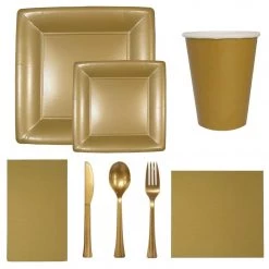 Lillian Solid Gold Beverage Napkins Elegant Napkins