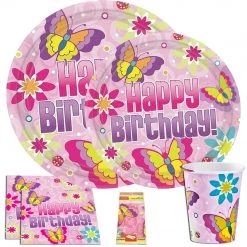 Hanna K Signature SALE Hanna K. Signature Bday Butterfly Plates 7" 36 Count Birthday Party