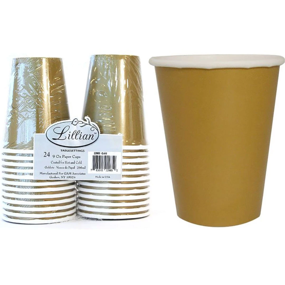 Lillian SALE Paper Cup Gold Hot Cold 9 Oz 24 Count 3 Lillian SALE Paper Cup Gold Hot Cold 9 Oz 24 Count