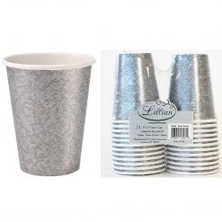 SALE Lillian Tablesettings Hot Cold Paper Cup Silver Texture 9 Oz 24 Count