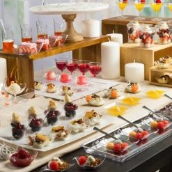 Lillian Clear Mini Plastic Square Footed Dish Mini Entertainers