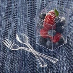 Lillian Mini Plastic Spoons/Forks Clear Combo