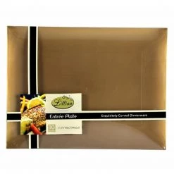 Lillian Elegant Plates Rectangular Gold Plastic Salad Plates 9''