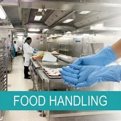 OnlyOneStopShop 100 PC Blue Synthetic Vinyl Disposable Gloves - Large Aluminum