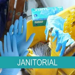 OnlyOneStopShop 100 PC Blue Synthetic Vinyl Disposable Gloves - Large Aluminum