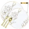 Blue Sky Antique Gold Floral Dinner Plates Tableware Package