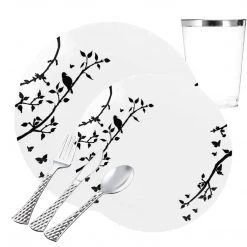 Decorline Elegant Party Sets Spring Collection White And Black Tableware Package