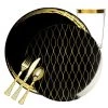 Decorline Elegant Party Sets Whisk Collection Dinner Plate Black & Gold Tableware Package