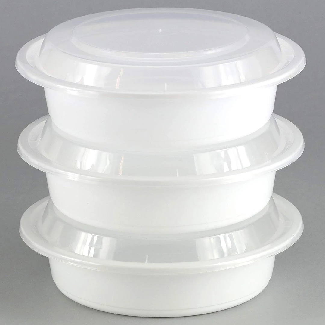 Nicole Collection Extra Strong Quality Round Deep Microwaveable Container White 7" 32 Oz Meal Prep Containers 3 Nicole Collection Extra Strong Quality Round Deep Microwaveable Container White 7" 32 Oz Meal Prep Containers