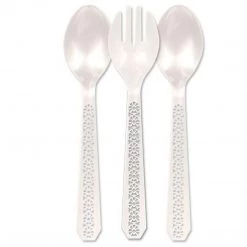 Lillian Lacetagon Serving Set Two Spoons And One Fork Pearl 10"