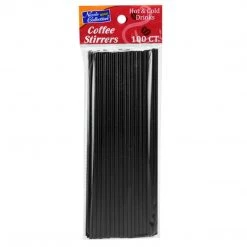 Nicole Collection Paper Cups Straws Heavy Duty Stirrer Coffee Black 5"