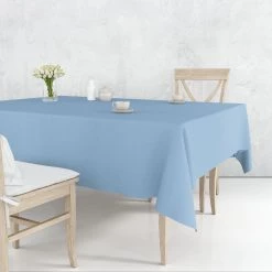 Nicole Fantini Collection Disposable Plastic Premium Tablecloth Heavyweight Rectangle Light Blue 54