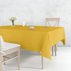 Party Dimensions Sunshine Yellow Rectangular 54''X108'' Plastic Tablecover Tablecloths & Placemats
