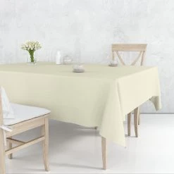 Party Dimensions TableCloth Plastic Disposable Round Ivory 84'' Tablecloths & Placemats