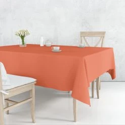 Party Dimensions TableCloth Plastic Disposable Round Orange 84'' Tablecloths & Placemats
