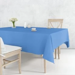 Nicole Fantini Collection Disposable Plastic Premium Tablecloth Heavyweight Rectangle Medium Blue 54" X 108" Tablecloths & Placemats