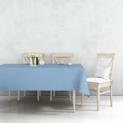 Nicole Fantini Collection Disposable Plastic Premium Tablecloth Heavyweight Rectangle Light Blue 54" X 108"