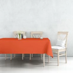 Nicole Fantini Collection Tablecloths & Placemats Disposable Plastic Premium Tablecloth Heavyweight Rectangle Orange 54" X 108"
