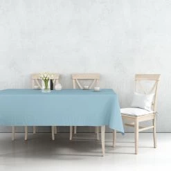 Party Dimensions Tablecloths & Placemats TableCloth Plastic Disposable Round Light Blue 84''