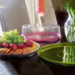 Party Dimensions Elegant Trays 12'' Clear Plastic Ridged Tray