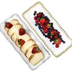 Decorline Aristocrat Collection Narrow Serving Trays White & Gold 13.75x6 Elegant Plates